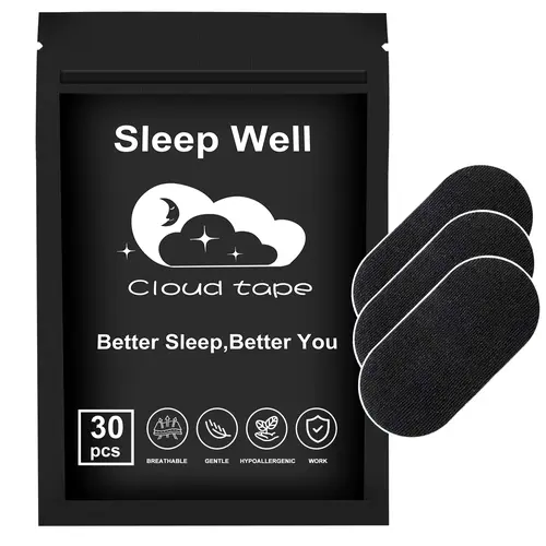 Cloud tape Mouth Tape Pack of 30/60/120 for 1/2/4 Month, Hypoallergenic Adhesive, Mild Tape, Sports Accessories, Black super breathable promotes restful Sleep, Anti Snoring Mouthpiece ,Anti Snoring Set,sleep tape,mouth tape for sleeping,black