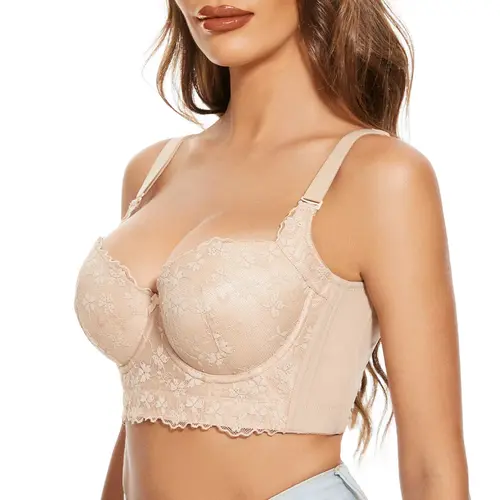 FallSweet Lace Push Up Bras for Women Corset Top Bustier Padded Underwire Bras