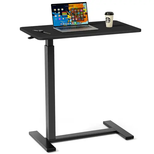 Sweetcrispy Height-Adjustable Caster-Wheeled L-Shaped Sit-to-Stand Bedside Desk - Laptop-Friendly, Space-Saving Tropical Accent Side Table, Multi-Functional Portable Side Tables for Bedroom Night Stand, Desk for Bedroom Use