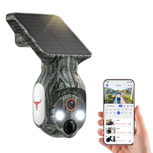1080p WiFi Solar-Powered Wireless Outdoor Security Camera, Battery-Operated Home Surveillance System, Pan-Tilt Smart Home Gadget with AI Motion Sensor, Color Night Vision, 2-Way Talk, IP65 Water Resistant, 2.4GHz Only, Cloud Storage