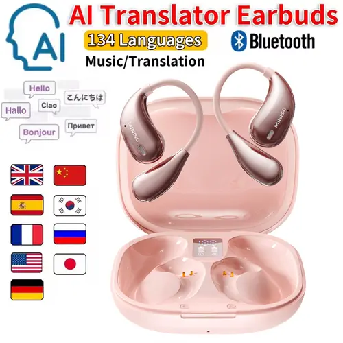 MINISO Real-Time Translation Smart Earbuds Wireless (Bluetooth 5.4) – Bluetooth Earbuds, HIFI Sound, APP-Required Translation (Android/iOS), 135-Language Support, Gaming Headset