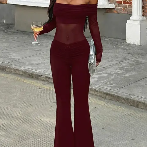Women's Solid Color Long Sleeve Jumpsuit Romper, Elegant Chic Fashion Casual Style Jumpsuit for Party Club Dating Wear, Ladies Clothes for Summer Spring Outfit
