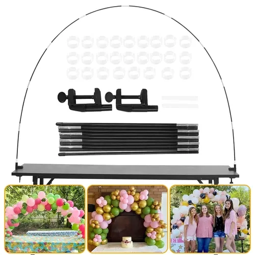 12ft Adjustable Balloon Arch Stand Kit - Reusable Table Balloon Garland Frame with High-Strength Glass Fiber Pole & Base for DIY Baby Shower, Birthday, Anniversary Decorations (Summervibes)