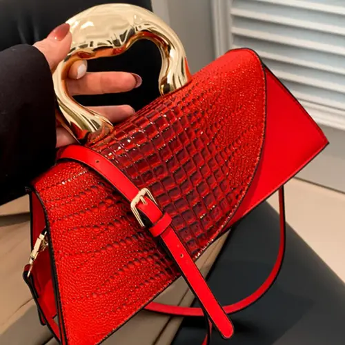 Women's Elegant Crocodile Embossed Crossbody Bag, Fashionable Solid Color Shoulder Bag for Daily Used, Crossbody Clutch Purse, Casual Trendy Versatile High-quality Daily Commuting Bags, Handbag Shoulder Bag, Crossbody Shoulder Purses