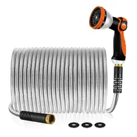 【DealsForYouDays】Garden Hose 50/100 ft Metal - Stainless Steel Water Hose Flexible Heavy Duty Garden Hose Collapsible and No Kink Water Pipe Handle Home Adjustable Nozzle Kink Resistant Hose