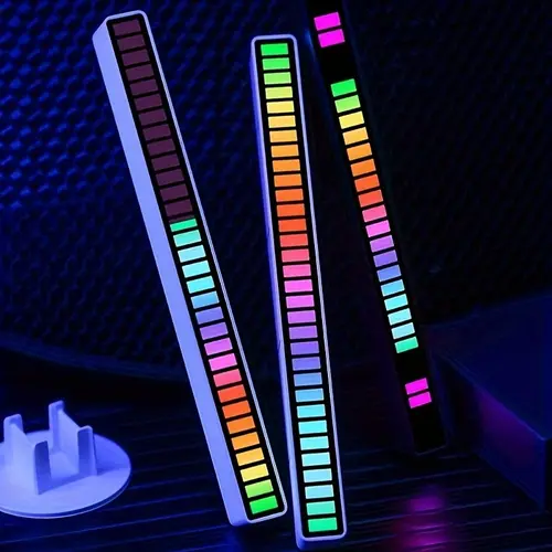 Joytutus USB-Powered Multifunction RGB Colors LED Light Strips - Acrylic Shell, 32 LEDs, 12 Modes, 5 Speeds, 5 Brightness Levels, Voice Control, Sound-Reactive, Dorm Decor, Cool Room Gadgets, Ambient LED Strip Specialty & Decorative Lighting