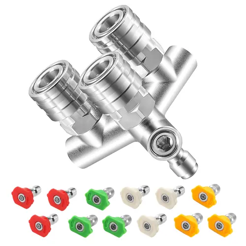 5000 PSI Metal Stainless Steel 3-in-1 Triple Pressure Washer Nozzle Set, 12-Count 0/15/25/40 Degree Spray Tips, 1/4 Inch Quick Connect, 4 GPM for Multi-Angle Clean & Exceptional Performance