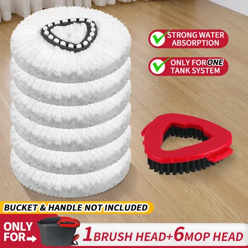 For O-cedar Microfiber Spin Mop Heads Refills & Scrub Brush without handle&bucket,for O-Cedar Easywring Spin Mop 1 Tank System Scrub Replacement Deep Cleaning Pack, Microfiber Mop Heads,dorm essentials,home essentials