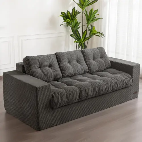 MAXYOYO Bean Bag Chair for Adults, Upholstered Floor Sofa with Armrests, Boneless Couch with Tufted Cushion & Backrest, Sofa in A Box, Large Bean Bag Couch for Bedroom Living Room, Dorm Beanbag Furniture Ergonomic