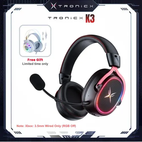 [Buy 1 Get 1 Free] TAGRY TRONICX K3/K12 Over Ear Wireless Gaming Headset (Version 5.3, 2.4GHz, 7.1 Surround Sound, 50mm Drivers, Low Latency ENC Microphone, 3.5mm Jack) for Game Console, PC, Cellphones, Laptop – Gaming & Music Audio