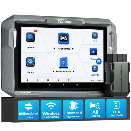 TOPDON Car Diagnostic Tool ArtiDiag900 Lite with BiDirectional Scan, FCA Gateway and CAN-FD, Full Systems Diagnosis with 8+ Reset Services, Lifetime-Free Update Wireless Bluetooth OBD2 scanner, AutoVIN, Automotive Scan Tool Vehicle