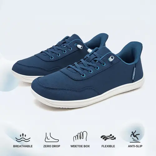 HOBIBEAR Women's Low Top Hands-Free Slip-On Canvas Sports Shoes - Wide Square Toe Box, Breathable Minimalist Barefoot Fit, Flat Rubber Sole, Foam-Cushioned Step, All-Season Athletic Walking Casual Trainers, Cloth Upper, 0-Drop, Footwear