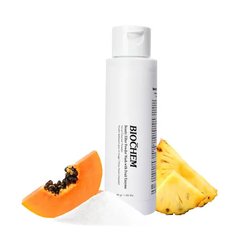 BIOCHEM Fruit Enzyme Powder Wash | Papaya & Pineapple Enzyme Facial Cleanser, Gentle Exfoliating Powder to Foam Cleanser, Low pH, Fragrance Free, for Sensitive & Acne Prone Skin, 45g