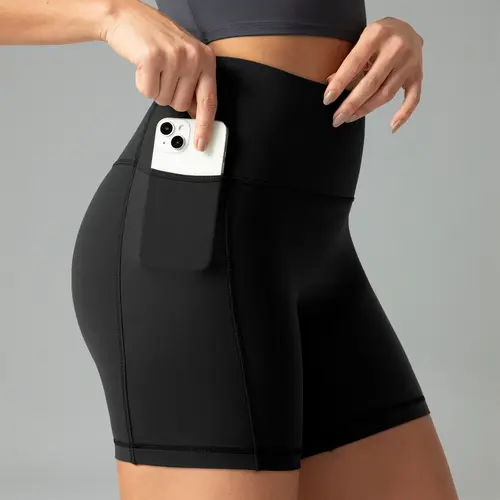 Colorfulkoala Women's No Front Seam Dreamlux Yoga Shorts 6" with Side Pockets Workout Shorts High-Waisted Shorts Bike Shorts,travel essentials,camping essentials