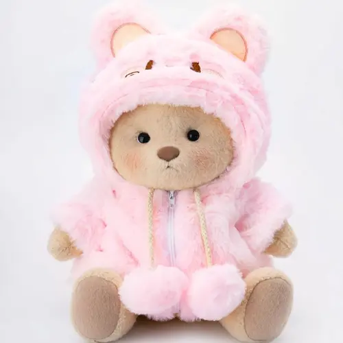 GETAHUG Soft Adorable Cuddly Bunny Plush Toy - Handmade, Movable Joints, 12" Standing Height, Pink Hoodie, Cute Stuffed Animal, Unique Valentine’s/Birthday Gift, Handmade Uniqueness Highlight