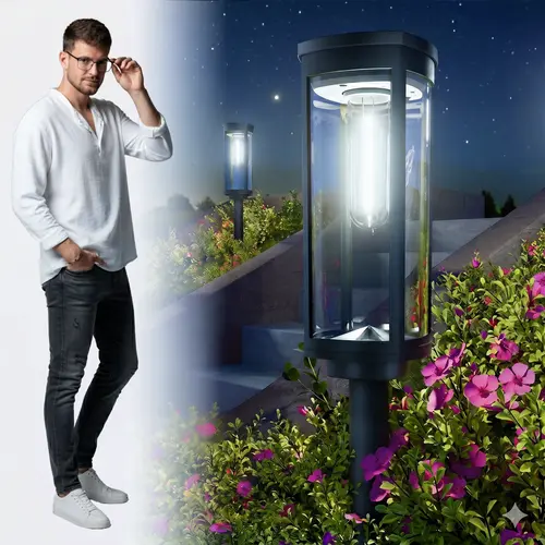 BITPOTT Solar Outdoor Lights - Waterproof Landscape Lights, Solar Lighting, Auto On/Off, Rechargeable, Elegant Pathway Lamp, Patio Decor for Outdoor Patio, Garden
