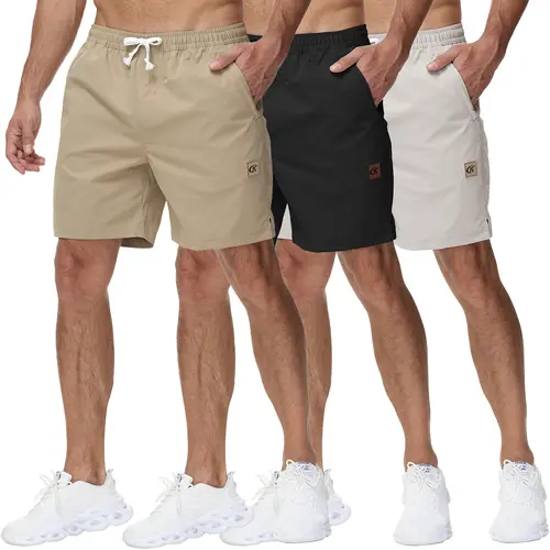 Men's 3-Pack 7" Cargo Shorts - 3-Pocket Design (2 Slant Zipper+1 Rear), 100% Polyester, Sizes 30-42, Trendy Streetwear Gift for Hiking, Golf & Camping #FathersDayGift #LGBTQ#SummerVibes,father'sdaygifts