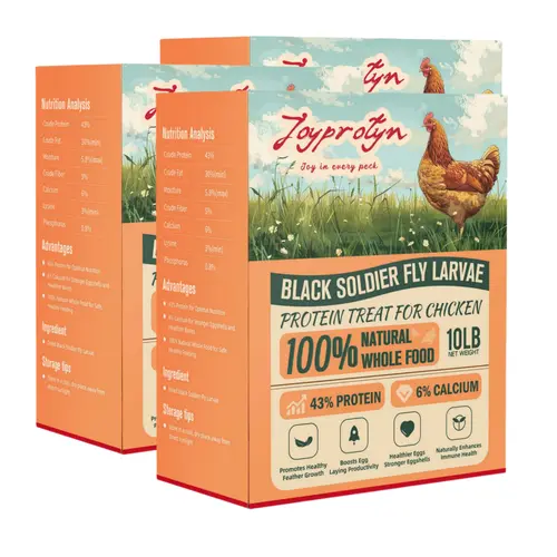 Joyprotyn Non-GMO Plant-Fed Black Soldier Fly Larvae Insect Feed, Nutritious High-Protein Option for Poultry, Goose & Duck, 85X More Calcium Than Mealworms for Stronger Eggshells & Healthy Growth, 30Lb