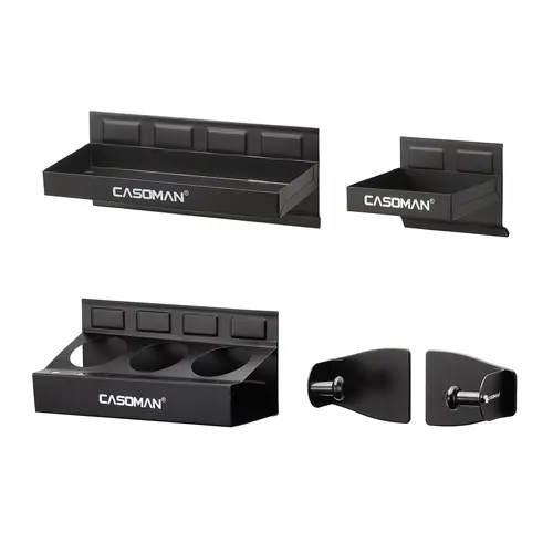 CASOMAN 4-Piece Magnetic Tool Organizer Set - Toolbox Shelf, Tray, Holder, Cabinet Side Storage, Stainless Steel, Rubber Bottom, Inches-Sized for Workshop Shop Organization, Fathers' Day Gift