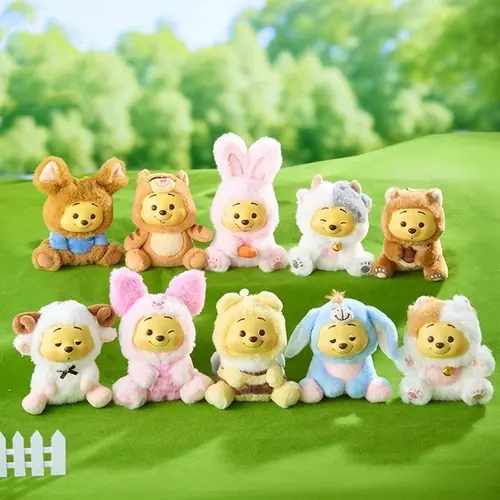 Disney Winnie the Pooh Surprise Plush Blind Box Keychain - Portable Mini Whimsical Unique Gifts, Pooh Family Stuffed Toy Bag Charm Collectibles for Party, Back To School