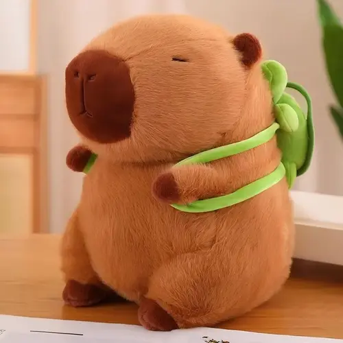 PEACHCAT Cute Capybara Plush with Turtle Backpack Soft Capibara Stuffed Animal Plushies Toys Hugging Gifts for Kids Brown 9 inch ,stuffed animals,cute girly gifts,animal pillow,comfort plush,soft animal decoration toy,comfy plush toy