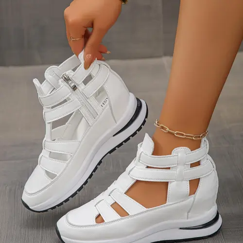 Fashionable Solid Color Cozy Thick Soled Platform Sandals, Casual Comfortable Flexible Sandals for Summer, Women's All-Match Round Toe Ankle Strap Sandals for Daily Wear