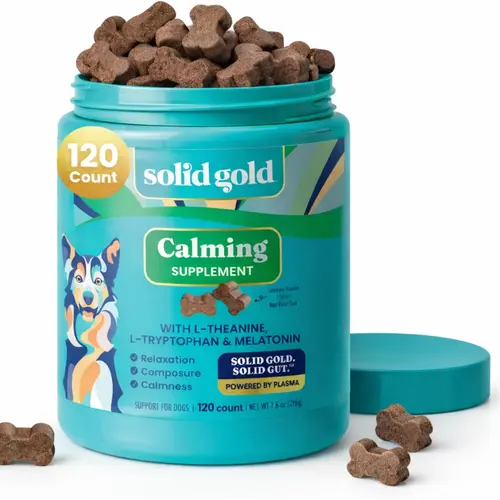 Solid Gold Calming Chews for Dogs, Gut & Immune Support Supplement + Melatonin for Chill Pups