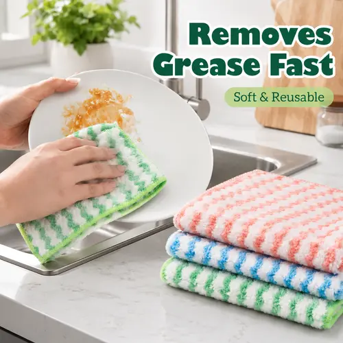 10 Counts Kitchen Dish Towels, Super Absorbent Washing Dishes Kitchen Towels, Soft Dish Rags for Drying Dishes Kitchen Cleaning Clothes, Random Color