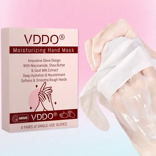 VDDO Deep Moisturizing Hand Mask - 6 Pairs Hand Care Treatment, Nourishing Hydrating Moisturizer with Niacinamide, Shea Butter, Goat Milk Extract for Dry, Rough Skin to Smooth It, Selfcare