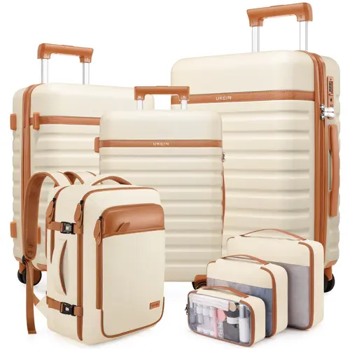 UKEIN Unisex 7-Piece Luggage Set - Modern TSA-Friendly, Scratchproof, High-Strength Lock ABS+PC Hardshell Carry-On with Double Wheels, Adjustable Handle, Travel Duffel Bag for Travel, School, Luggage Sets,back to school shopping