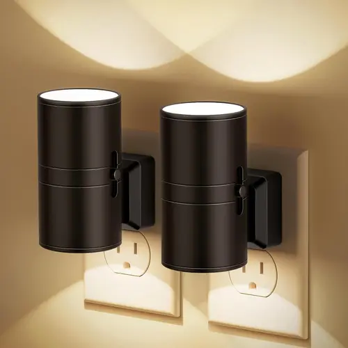 DORESSHOP 2 Pack Wall Sconce-Style Night Light with Dusk to Dawn Sensor, Soft White 3000K Light for Bedroom Kitchen Hallway, Lighting Modes Adjustable,dorm essentials,home decor,home essentials,camping essentials