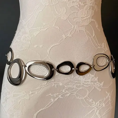 Women's Minimalist Elegant Zinc Alloy Metal Body Chain with Round Detail, Trendy Versatile and Exquisite Body Jewelry, Perfect Birthday Gift, Adjustable Waist Chain Belly Chain