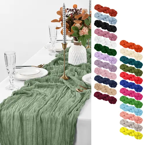 21.5×120inch Cheesecloth Table Runner（8/16/24Pc）,For Wedding,Bridal Shower,Party,Baby Shower, Halloween Decor Anniversary Party, Banquet Decoration,#Back-to-school #Halloween
