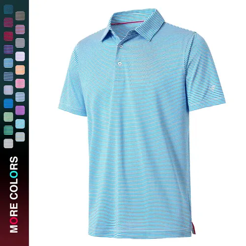 MAELREG Men's Striped Polo Shirt Short Sleeve Quick Dry Breathable Golf Casual Top Summer Outfit Trendy Look Daily Wear
