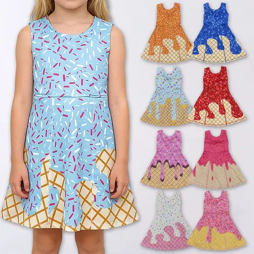 Girls' Athletic Baseball Dress, Kids Clothing Girls Dresses