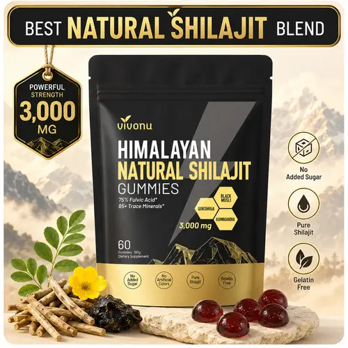 VivoNu Himalayan Shilajit Gummies | With Ashwagandha, Gokshura & other herbs | No added sugar | 60 Gummies SummerVibes