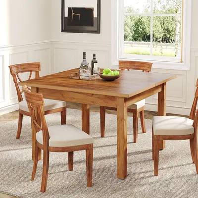 Spaco Square Farmhouse Dining Table for 4 - Rustic Wood Kitchen Table with Solid Wood Legs, Compact 36-Inch Dinner Table for Living Room & Small Spaces