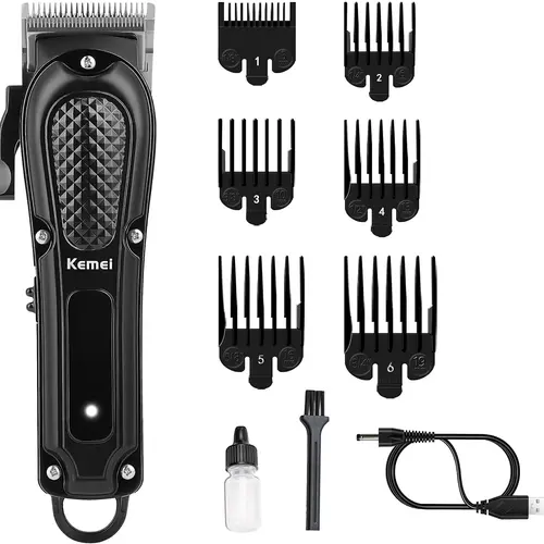 KEMEI Men's Hair Cutting Scissors Professional Hair Scissors Cordless and Wired Rechargeable Beard Trimmer Brush Adjustable Clipper Handle, Hair Clipper, Barber Hair Clippers