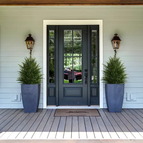 24-Inch Lifelike Artificial Cedar Potted Shrubs - Evergreen Faux Pine & Boxwood Plants, Indoor-Outdoor Home Decor, Artificial Shrubbery for Room & House Plant Decor, Front Porch Use, Kitchen Decor
