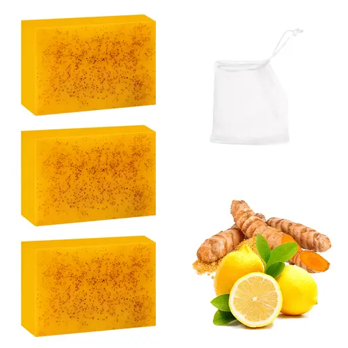 Lemon Turmeric Kojic Acid Soap Bars | Organic Body Cleanser for Smooth, Radiant, and Even-Toned Skin | Daily Foaming Turmeric Soap for Glowing Skin & Complete Body Care