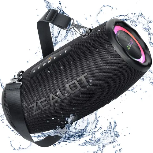 ZEALOT 80W Portable Wireless Bluetooth Stereo Speaker - Audio, Rechargeable 16000mAh Power Bank, DSP, Large Powerful Bass, RGB Ambient Light, IP67 Waterproof, TWS Pairing, 10H Playback - Ideal for Outdoor Camping, Beach Parties, Wireless Stereo Speaker