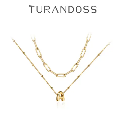 Turandoss Women's Dainty Initial Necklace Set - Hypoallergenic, Fashionable, Exquisite Layered Paperclip Chain Choker, Personalized Pendants, Mothers Day Gift Ideas, Exquisite Jewelry Gift for Birthdays summerwins