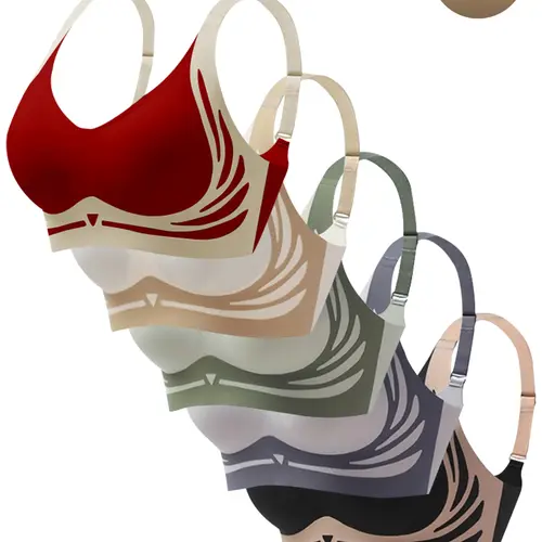 Women's Colorblock Vneck Wireless Bra, SoftComfortable Adjustable Straps BreathableBackless Style Bra, Casual Women's Lingerie forAll Seasons, Bras for Women, Lingerie forWomen,Womenswear, Underwear