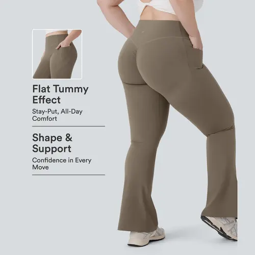 Halara UltraSculpt™ High Waisted Scrunch Butt Lifting Tummy Control Pocket Shaping Yoga Bootcut Plus Size Leggings #BackToSchool