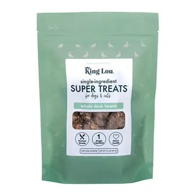 King Lou Pets Whole Duck Hearts for Cats and Dogs – Taurine-Rich, 100% USA Sourced, All Natural, Minimally Processed Pet Products