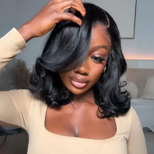 [Highlight] Menglle Hair Side Part Glueless Layered Cut Loose Wave 7×6 Pre Cut Lace Human Hair Wigs Pre Plucked Wig Lace Closure WigShoulder Length Short Bob Wig Pre Hair styled#Summervibes#DealsForYouDays