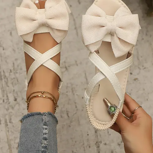 Women's Bowknot Design Flat Sandals, Bow Decorated Sandals, Fashionable Toe Thong Sandals for Summer, Lightweight Breathable Comfortable Shoes for Daily Wear, Girl, Casual Sandals, Fancy Sandals