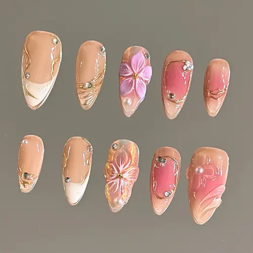 NailVesta PINKY PROMISE – 100% Handcrafted 3D Press-On Nails | Reusable, Long-Lasting, Salon-Quality black lace nail art nail art Handmade Reusable Nails