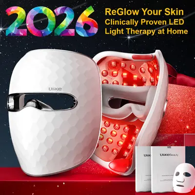 Ulike Red Light Therapy for Face, 2-Year Warranty，ReGlow LED Light Therapy Facial Mask With Red, Blue, Yellow &Infrared Red Light, 4-in-1 Modes for Firming, Rejuvenation, Brightening & Clearing, 360°Mirror Reflection