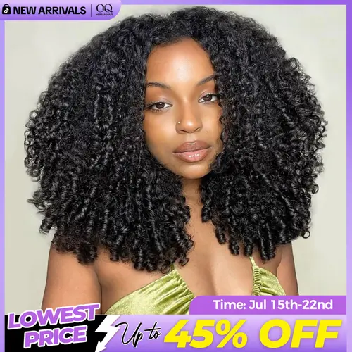 [FLASH SALE] OQ HAIR Burmese Curly Wear Go Half Wig Seamless Water Wave Flip Over Wig 3 IN 1 Wear Go Glueless Human Hair Wigs With Drawstring Invisible Hairline for Beginner Friendly Vacation Hair Wigs #SohoChic #TikTokShopBackToSchool